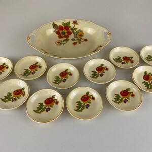 Royal Venton serving dish and small plates, Petit Four Set, 11 Saucers, Antique Royal Venton Ware Art Deco 1920s England