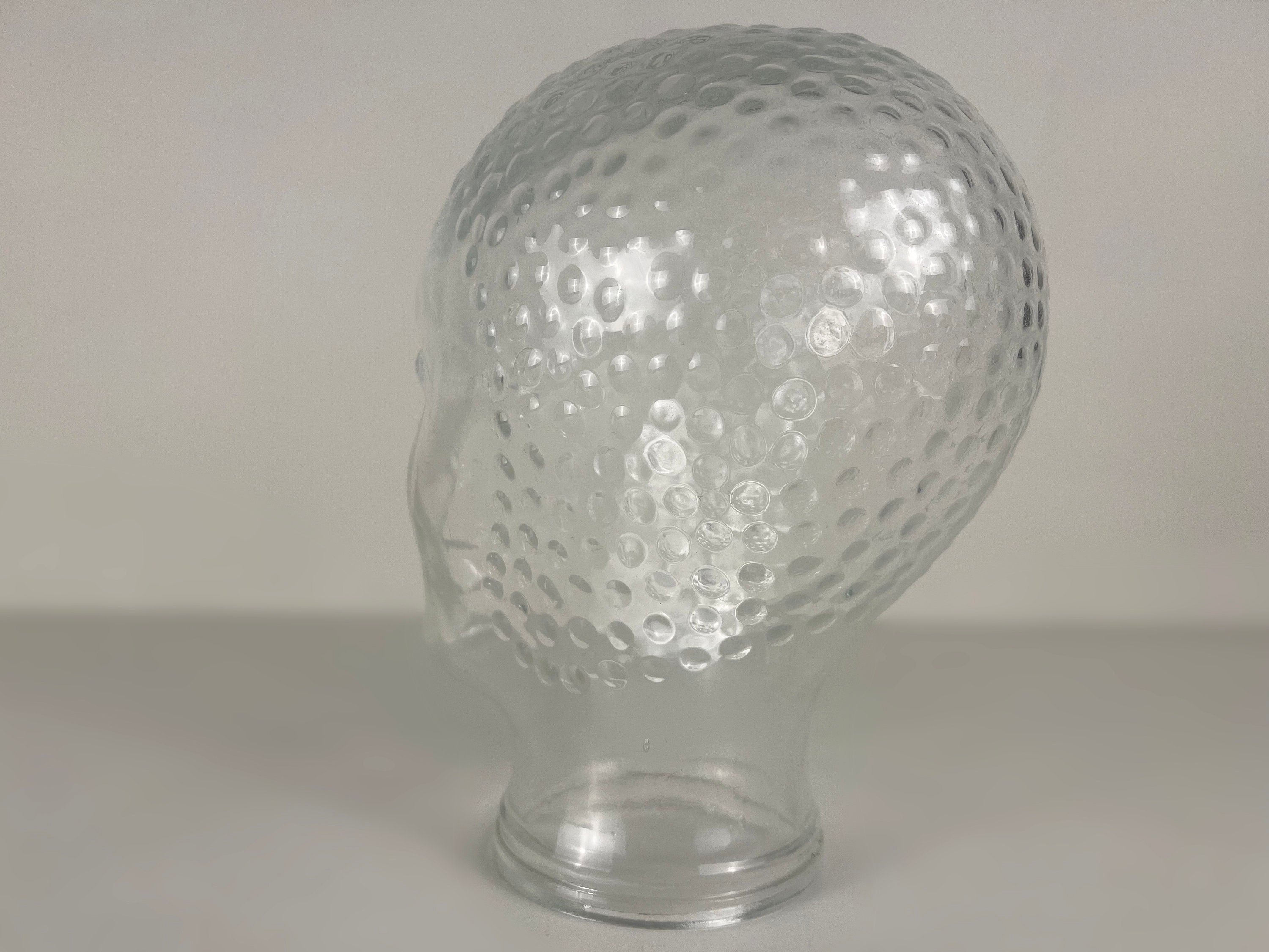 clear glass mannequin head vintage, vintage had holder, home decor