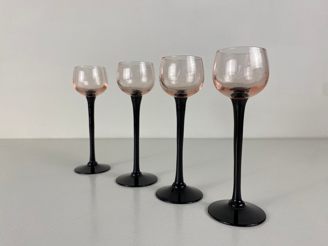 Set of 4 Shot Glasses, Liquor Glasses, Aperitif Glasses, Hand Blown