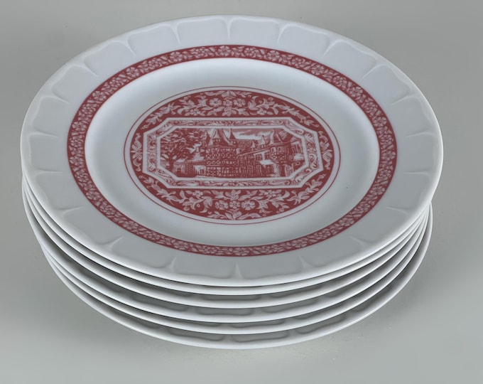 Set of 6 vintage Rüdesheimer Asbach Uralt porcelain plates Heinrich Porzellan Germany 1970s