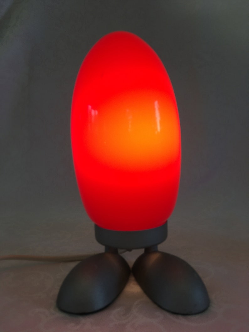 IKEA Dino egg lamp, table lamp, Ikea, Tatsuo Konno Fjorton design 1990's, vintage Ikea night light, Ikea night lamp, child lamp Red