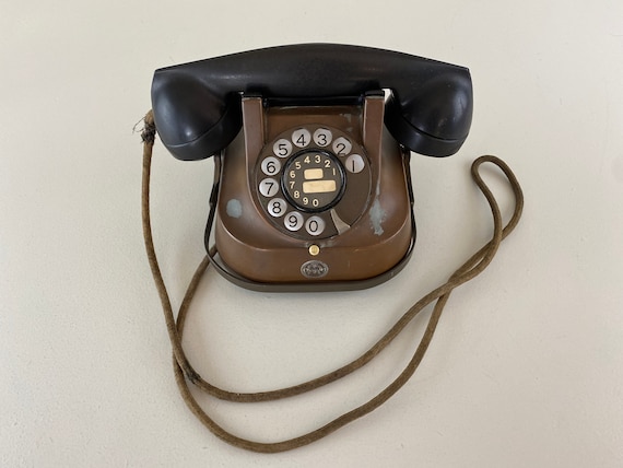 Vintage Phone RTT 56 A, Copper and Bakelite Phone, Rotary