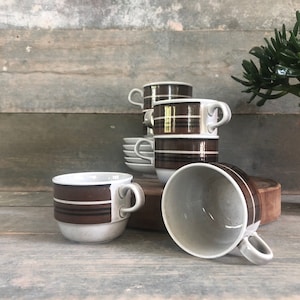 Set of 2 Rörstrand Isolde coffee cups, tea cups and saucers | Mid century modern design by Rörstrand Sweden 1970s