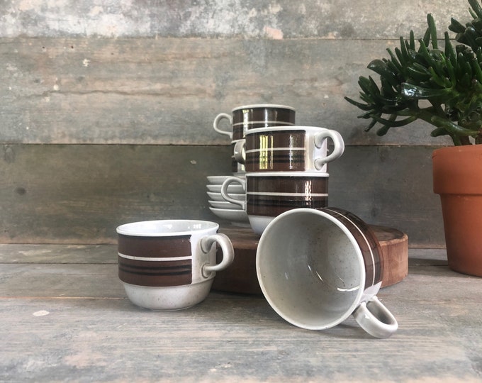 Set of 2 Rörstrand Isolde coffee cups, tea cups and saucers | Mid century modern design by Rörstrand Sweden 1970s