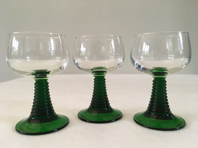Vintage Green Stemmed Wine Glasses Roemer Wine Glasses Sets Etsy