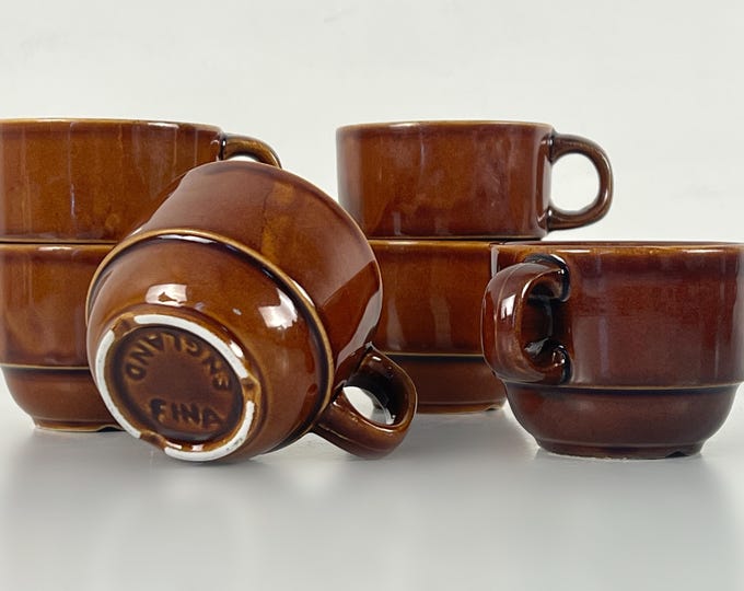 Vintage set of 6 demi tasse coffee cups, Fina England, tableware from the 1970s.