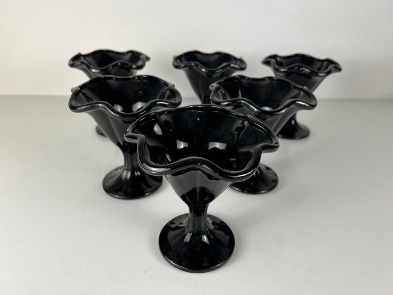 Set of 3 Black Dessert Coupes Dessert Glasses Ice Cream Etsy