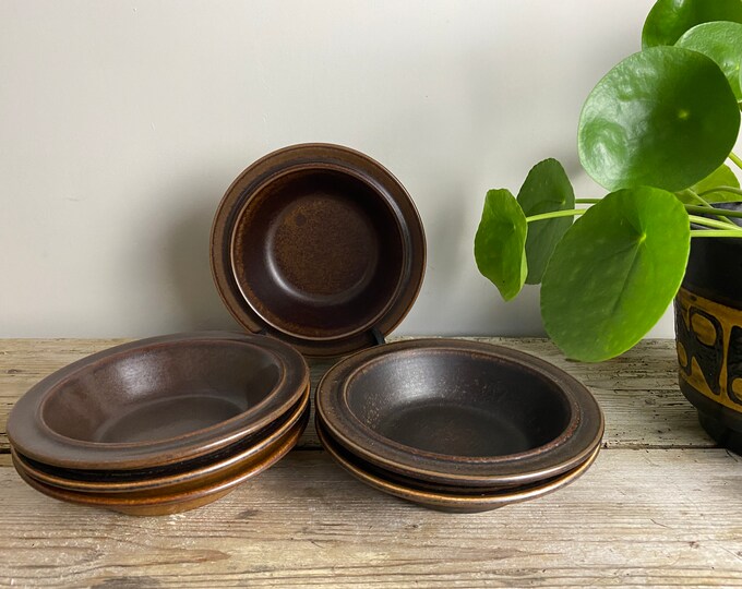 6 Arabia Ruska cereal bowls, fruit bowls, soup bowls Ulla Procopé, vintage Scandinavian tableware, mid century modern