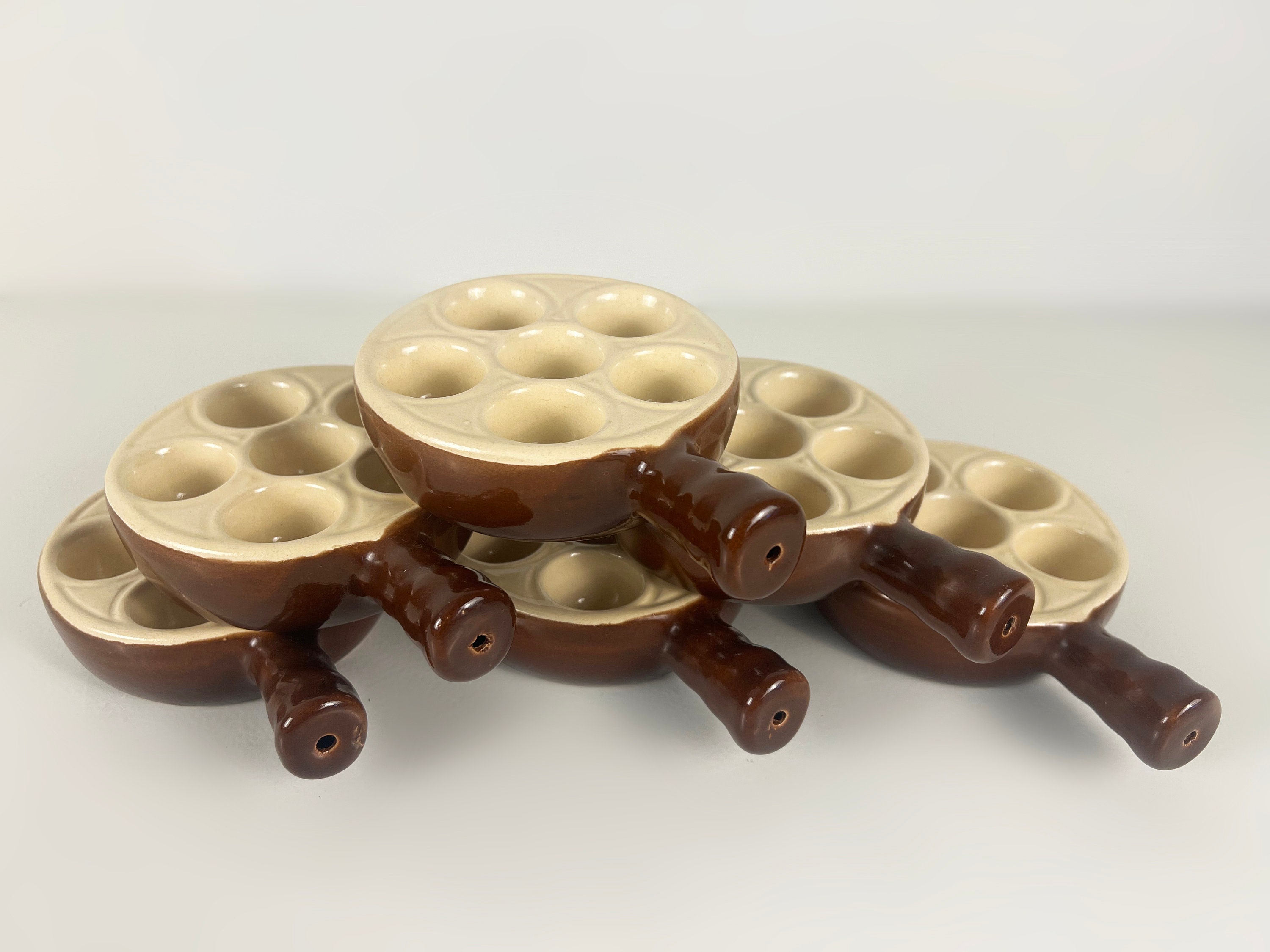 Vintage escargot plates, escargot dishes Emile Henry, set of 6