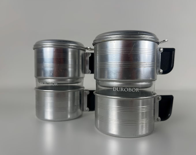Set of 2 French - Belgian coffee - tea makers aluminum and glass, Durobor Belgium, from the 1980s