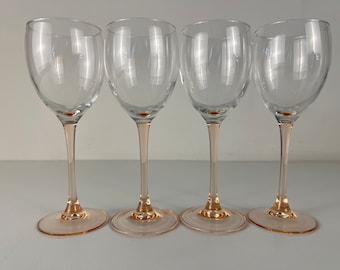 4, 5 or 6 Large vintage Luminarc wine glasses, pink wine glasses, red wine glasses, Vintage French barware 1980s