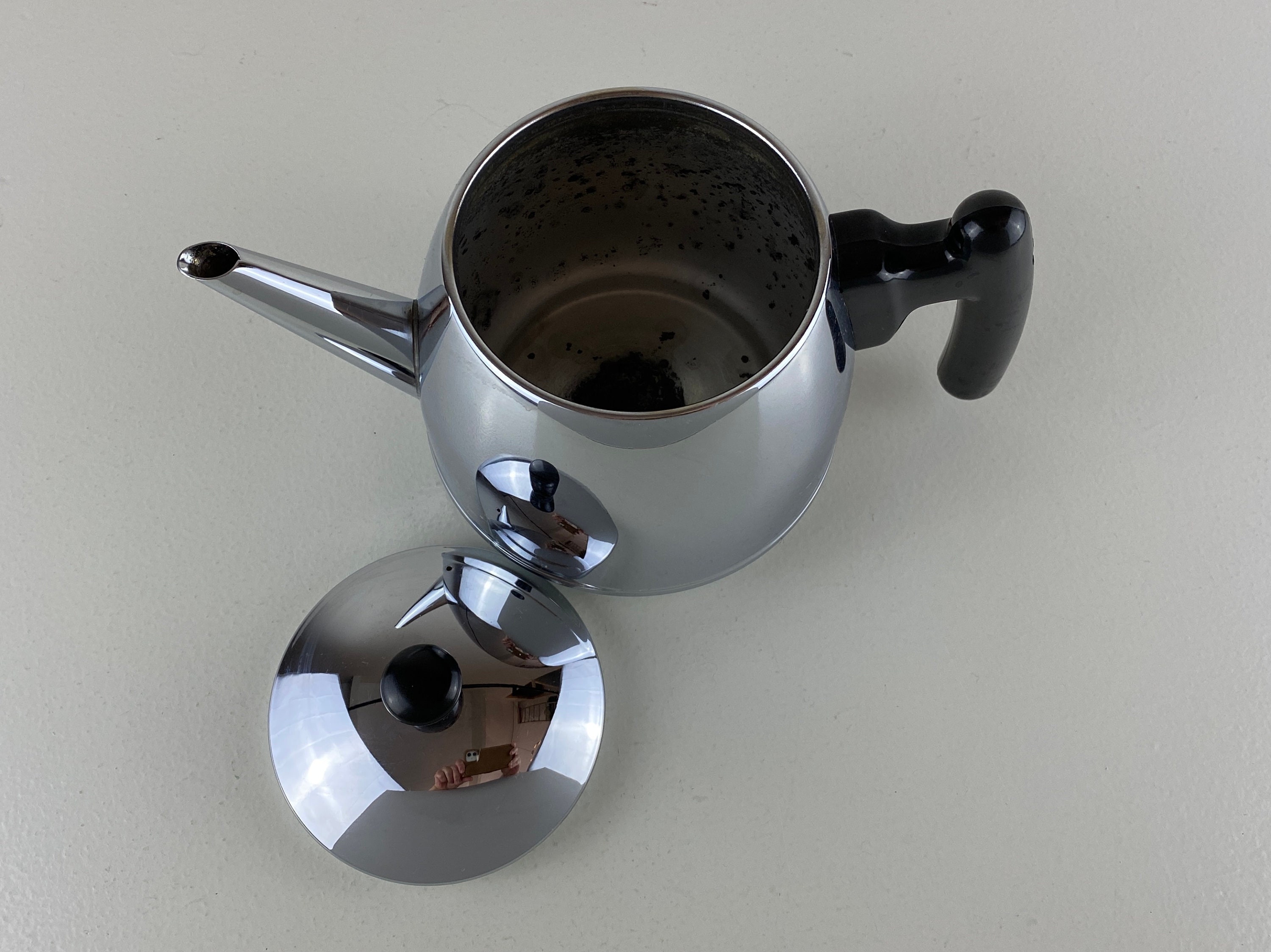 Bredemeijer tea pot, Vintage double walled chrome Bredemeijer Duet