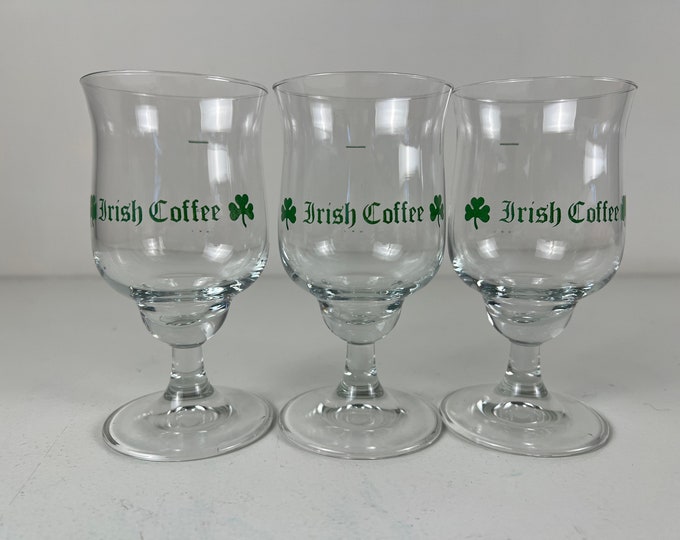 Set of 3 vintage Irish coffee glasses from the 70s, lovely mid century modern barware