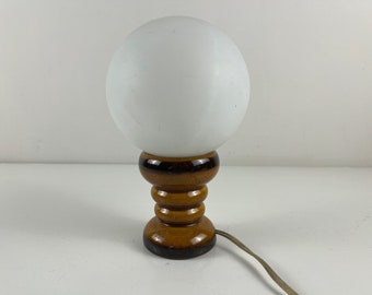 Ceramic Table Lamp with a milk glass ball shade, Fischer Leuchten, West Germany 1970s