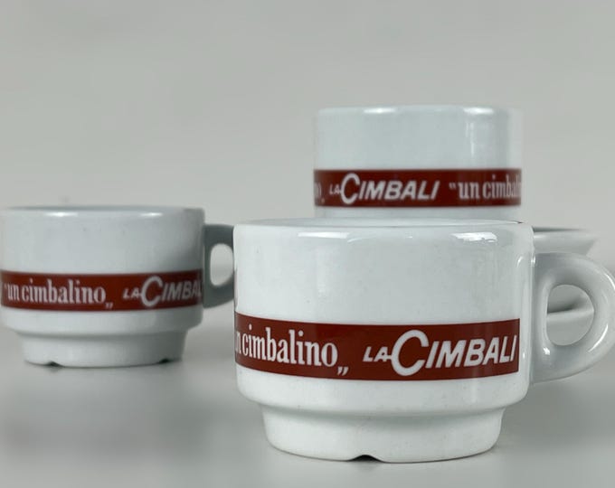 Rare vintage 1970s La Cimbali vintage IPA Italy bar quality espresso cups and saucers.