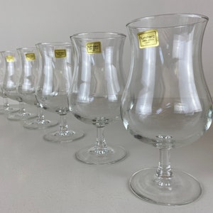 Luminarc, J.G. Durand beer or wine glasses, Set of 6, tulip bacchus model, vintage mid century modern from the 1970's, in original box