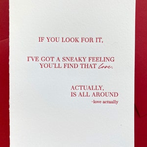 Love Actually Is All Around, Love Actually Card, Letterpress,