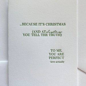 Christmas Love Actually Quote, Letterpress, Love Actually, You Are Perfect, Christmas Card