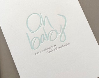 Baby Card, Letterpress, Oh Baby, Baby Shower Card, New Baby