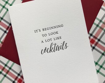 It's Beginning To Look A Lot Like Cocktails, Holiday Card, Letterpress, Christmas Greeting Card, A Lot Like Christmas