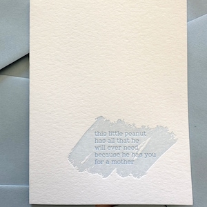 Baby Card, Letterpress, Baby Peanut, Baby Shower Card, New Baby Card, Mom Encouragement, New Mom Card