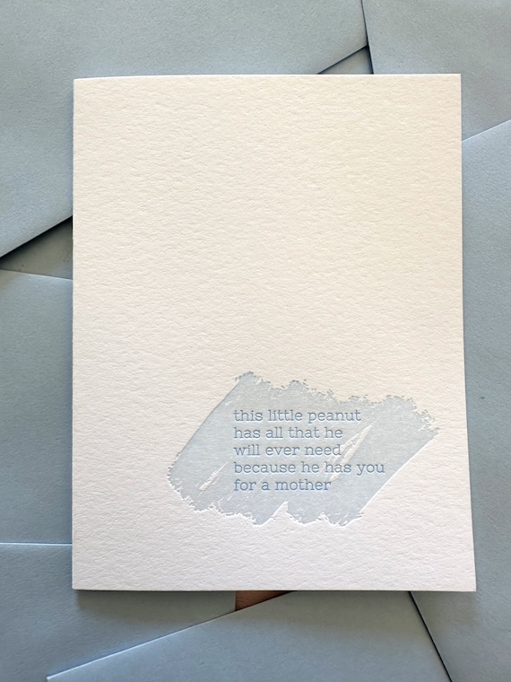 Baby Card, Letterpress, Baby Peanut, Baby Shower Card, New Baby Card, Mom Encouragement, New Mom Card