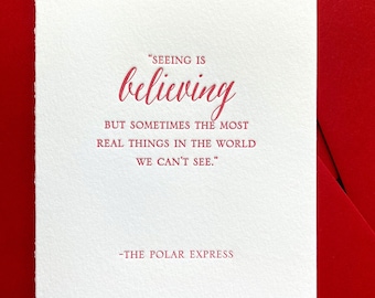 Christmas Card, Seeing Is Believing, The Polar Express, Letterpress, Greeting Card