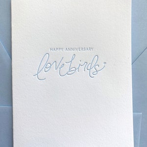 Happy Anniversary, Lovebirds, Love Card, Letterpress