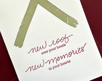 New House, New Home, Welcome Home, Housewarming Card, Letterpress, New Roof Over Your Head
