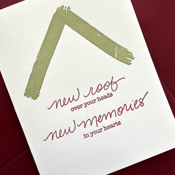 New House, New Home, Welcome Home, Housewarming Card, Letterpress, New Roof Over Your Head