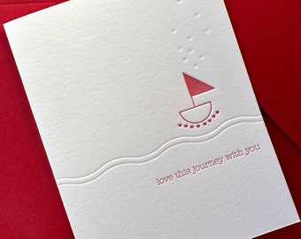 Love Letterpress Card, Love This Journey With You, Valentines Day Card, Wedding Card, Anniversary Card