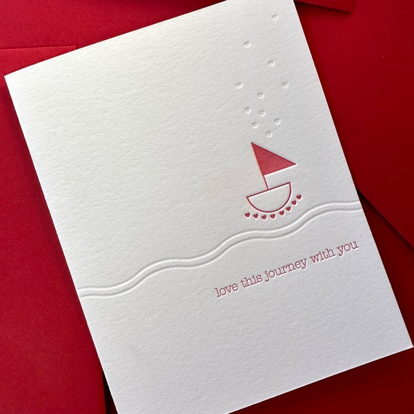 Love This Journey With You, Letterpress, Love Card, Valentines Day Card, Card for Him, Wedding Card, Anniversary Card