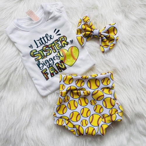 Softball Baby Bummie/softball Outfit/baby Sister Softball Etsy
