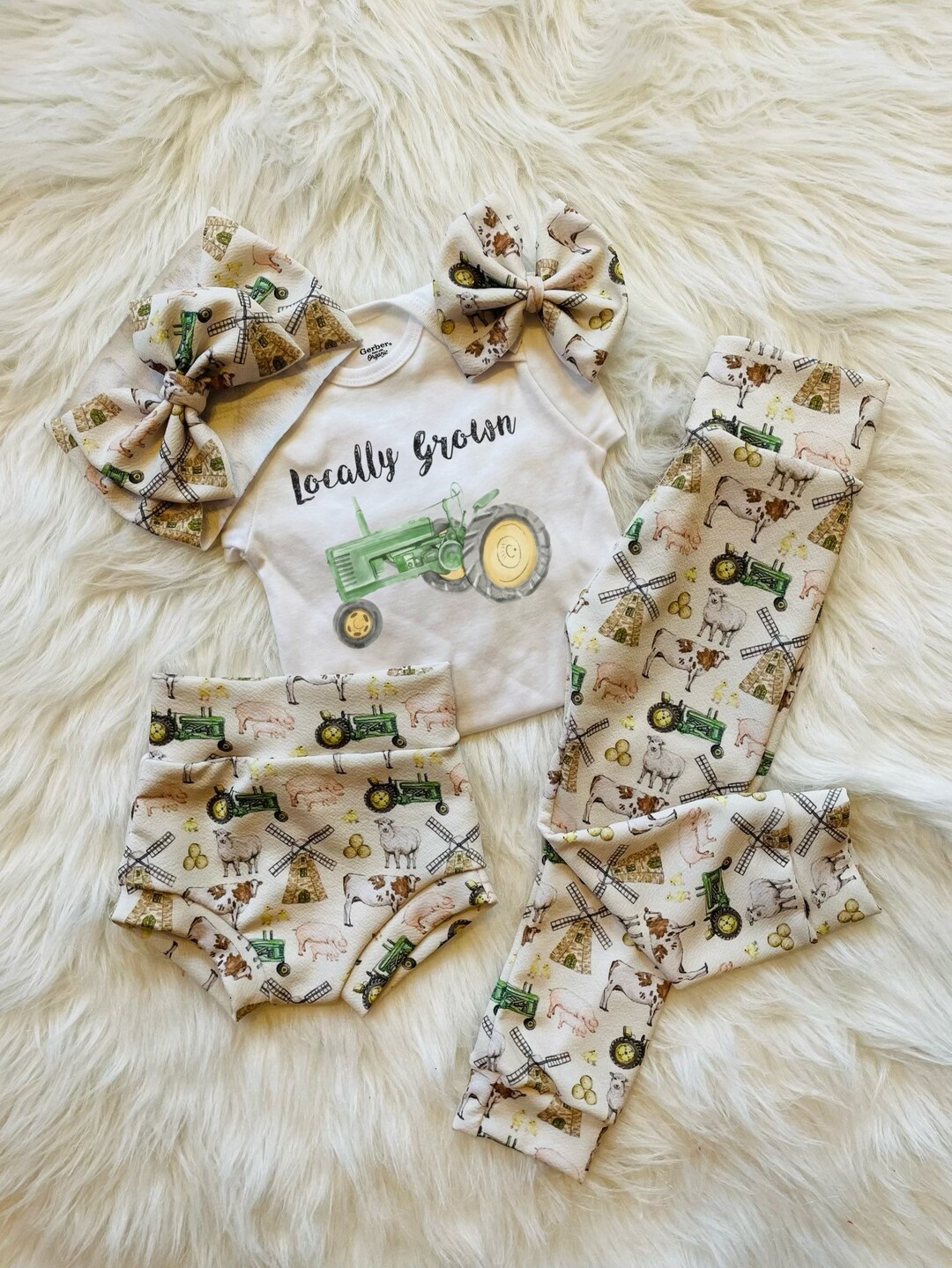 Farming Baby Outfit/tractor Baby Outfit/farm Bummie/baby Boy Etsy