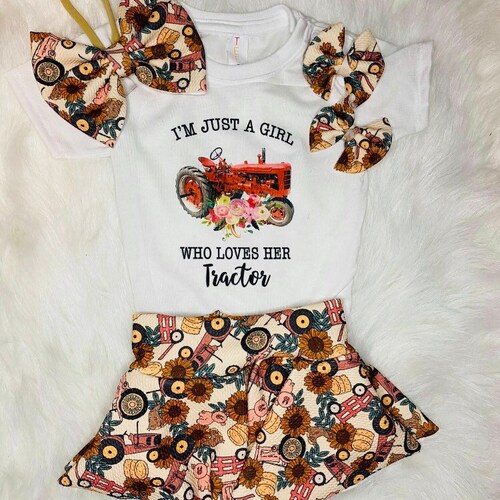 Tractor Baby Outfit/tractor Bummie/girl Tractor Outfit/farm Etsy