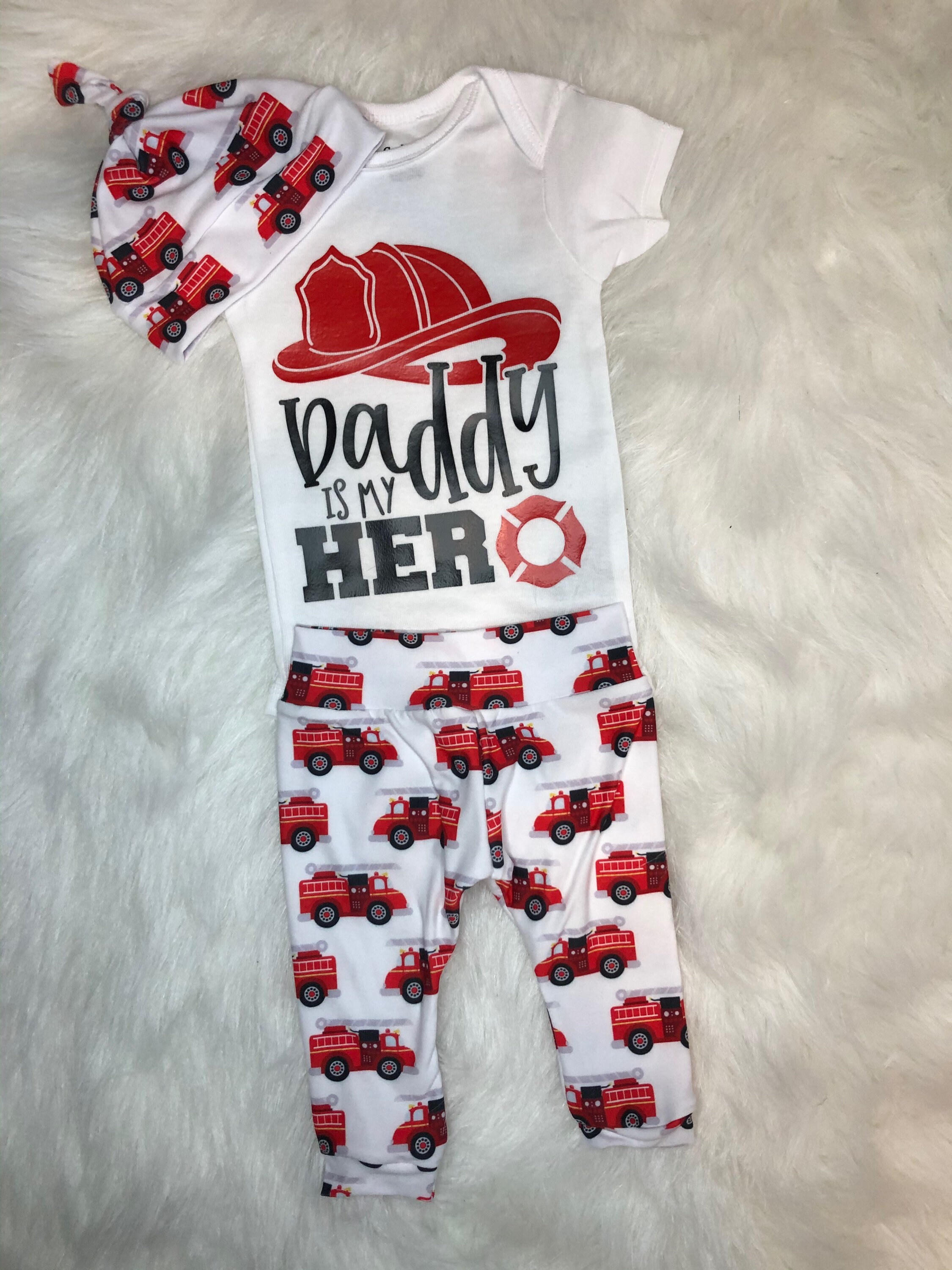 Baby firefighter outfit/fire truck outfit/newborn Etsy