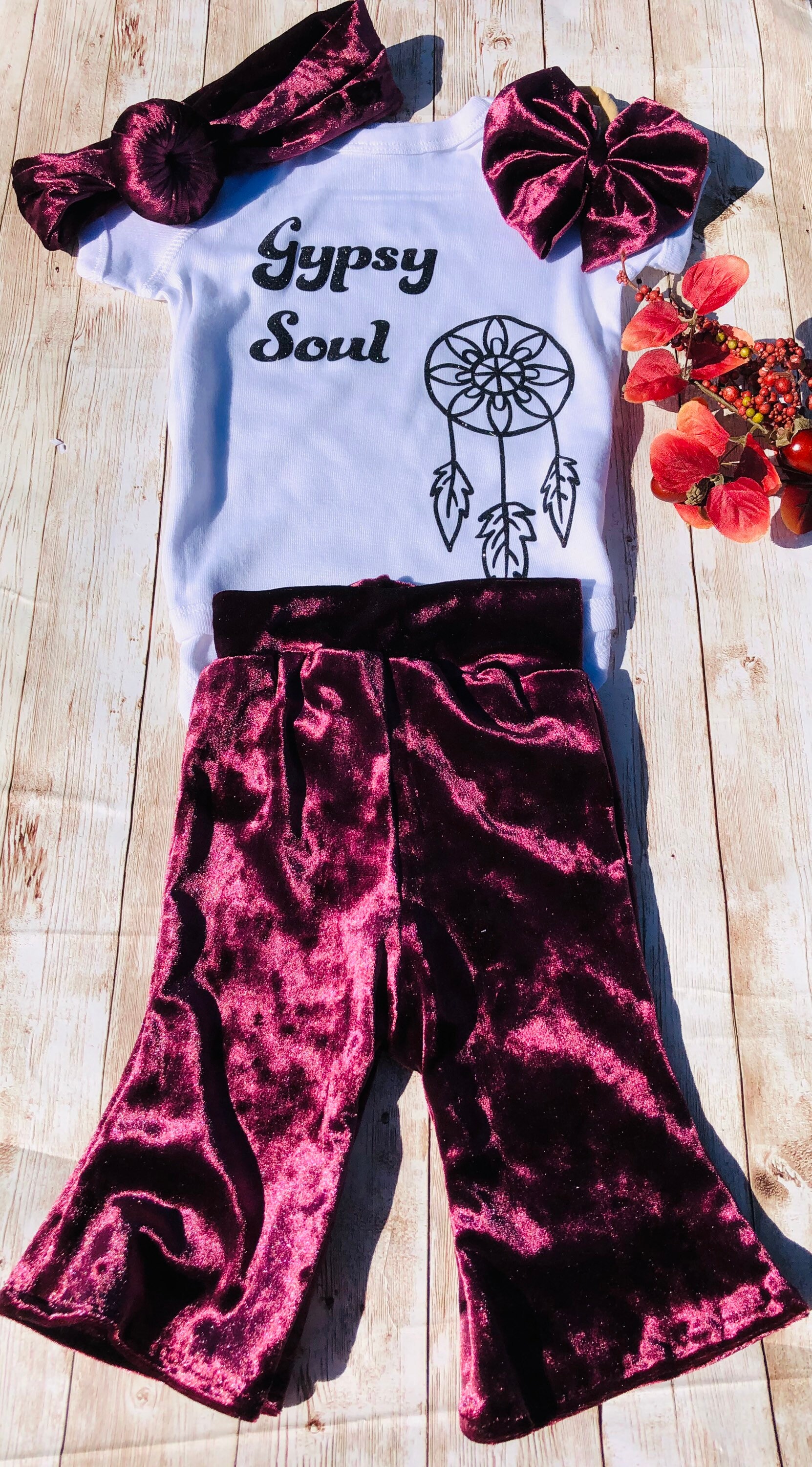 Velvet baby outfit/velvet baby bell bottoms/velvet baby Etsy