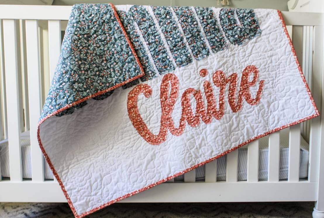 Personalized Double Name Quilt Name Quilt, Modern Baby Blanket, Nursery
