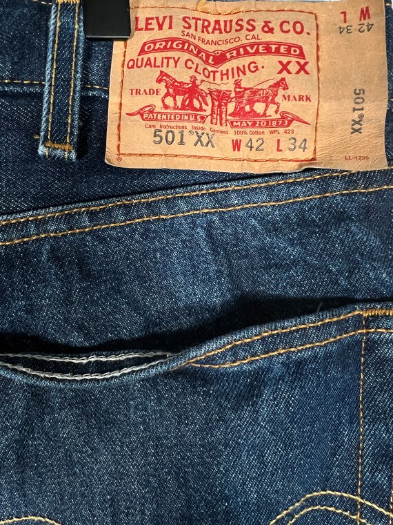 Vintage Levis 501xx Dark Wash Button Fly Jeans - … - image 6