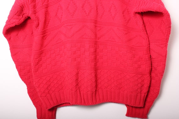 Vintage 1980s USA Made Red 3D Geometric Knit Swea… - image 3