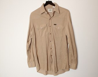 Vintage 70s 80s USA Made Lee Velour Pearl Snap Western Cowboy Shirt - Large