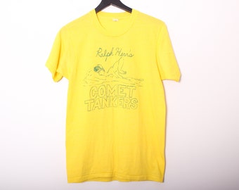 Vintage 60s 70s USA Made Thin Single Stitch Yellow Shirt - Comet Tankers - M / L