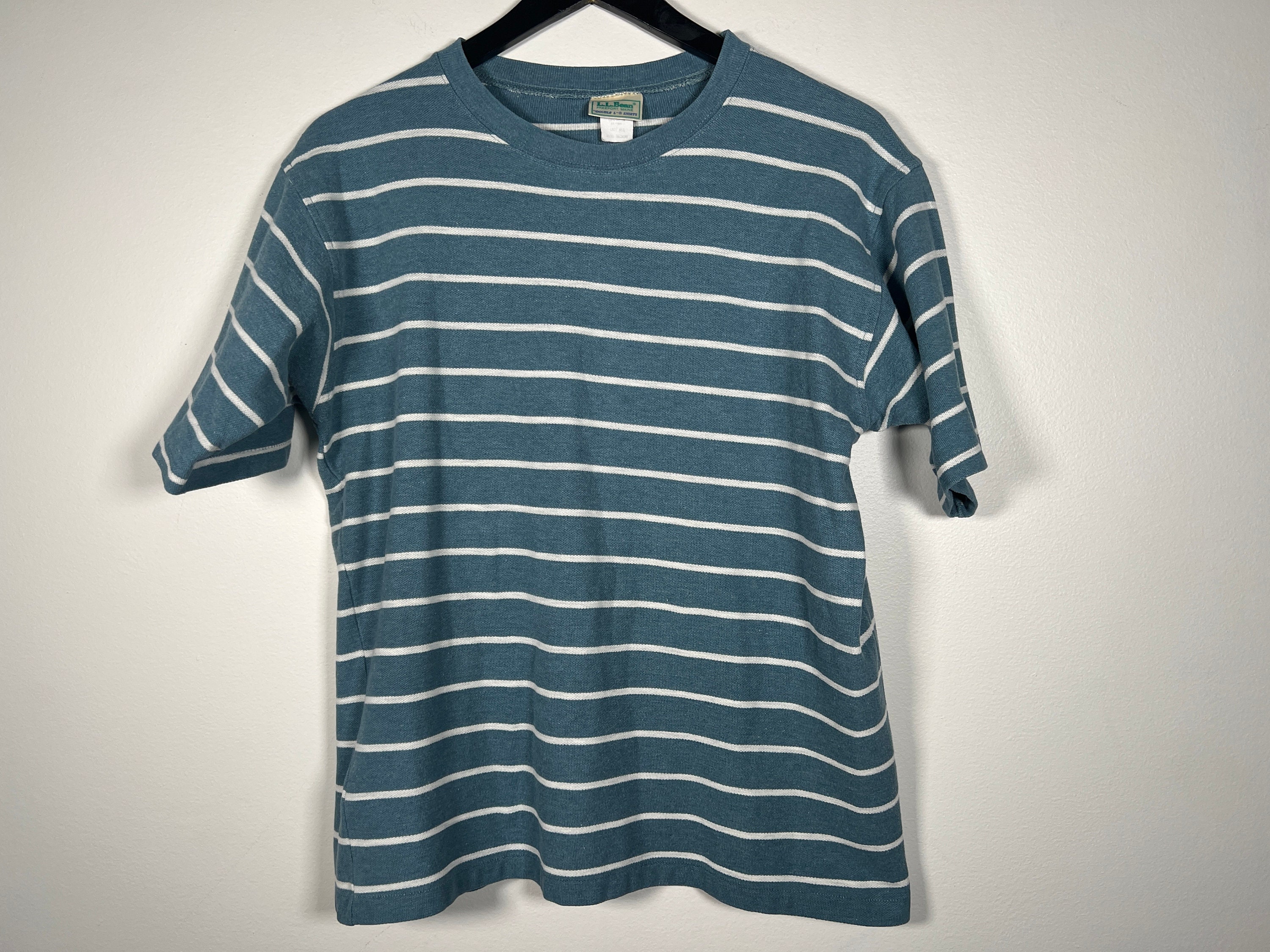 トップス 90's LLBean stripe henry neck l/s tshirt Vintage 90s Usa-made L.L. Bean Heavy Cotton Striped T-shirt