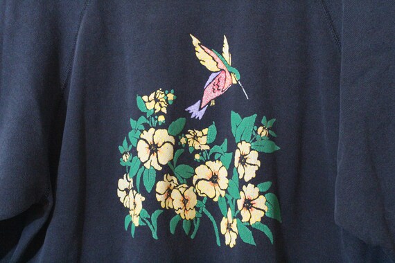Vintage 90s USA Made Hanes Hummingbird & Flowers … - image 2
