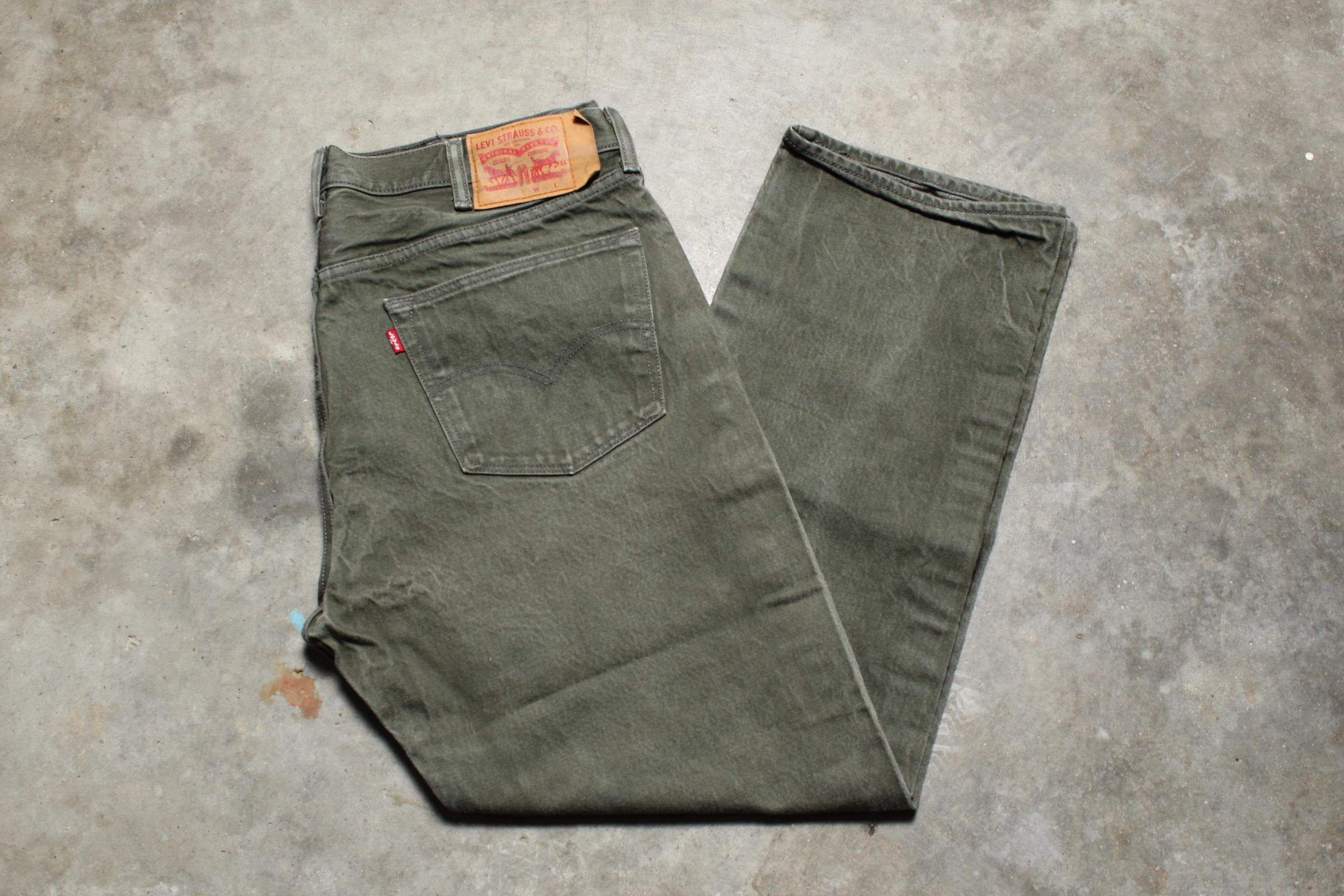 パンツ levis 501 whiteoak conedenim USA W33 y2k Vintage Y2K Levis 501 Green White Oak Cone Denim Jeans - Fits Like