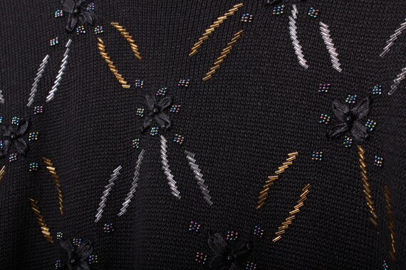 Vintage 1980s Maggie McNaughton Beaded Black Swea… - image 3