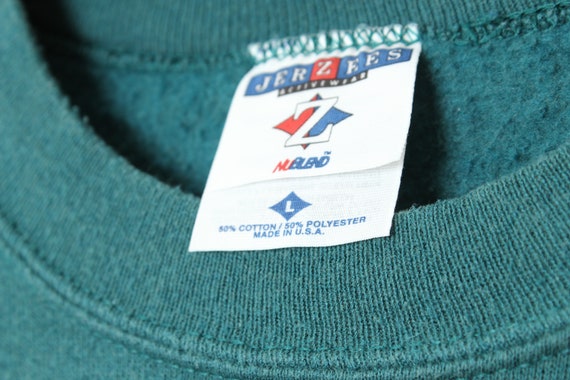 Vintage 90s USA Made Jerzees Green Sweatshirt - L… - image 2