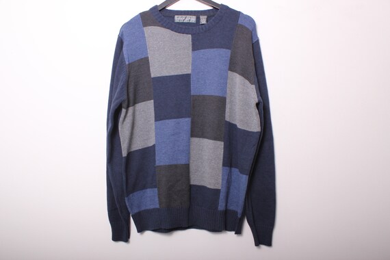 Vintage 90s Oscar De La Renta Color Block Sweater… - image 1