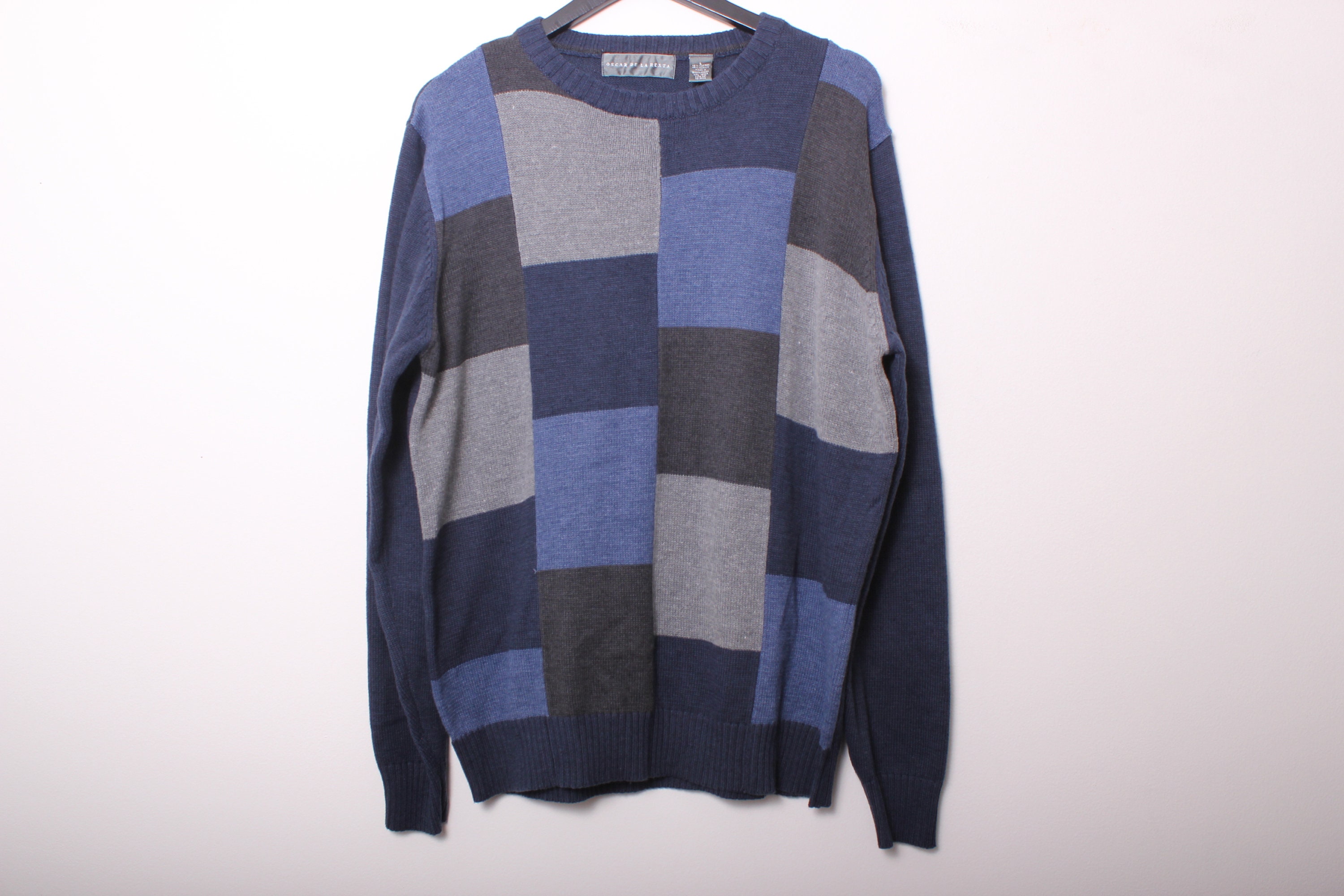Oscar de la Renta, Vintage 90s Oscar De La Renta Color Block Sweater - Large