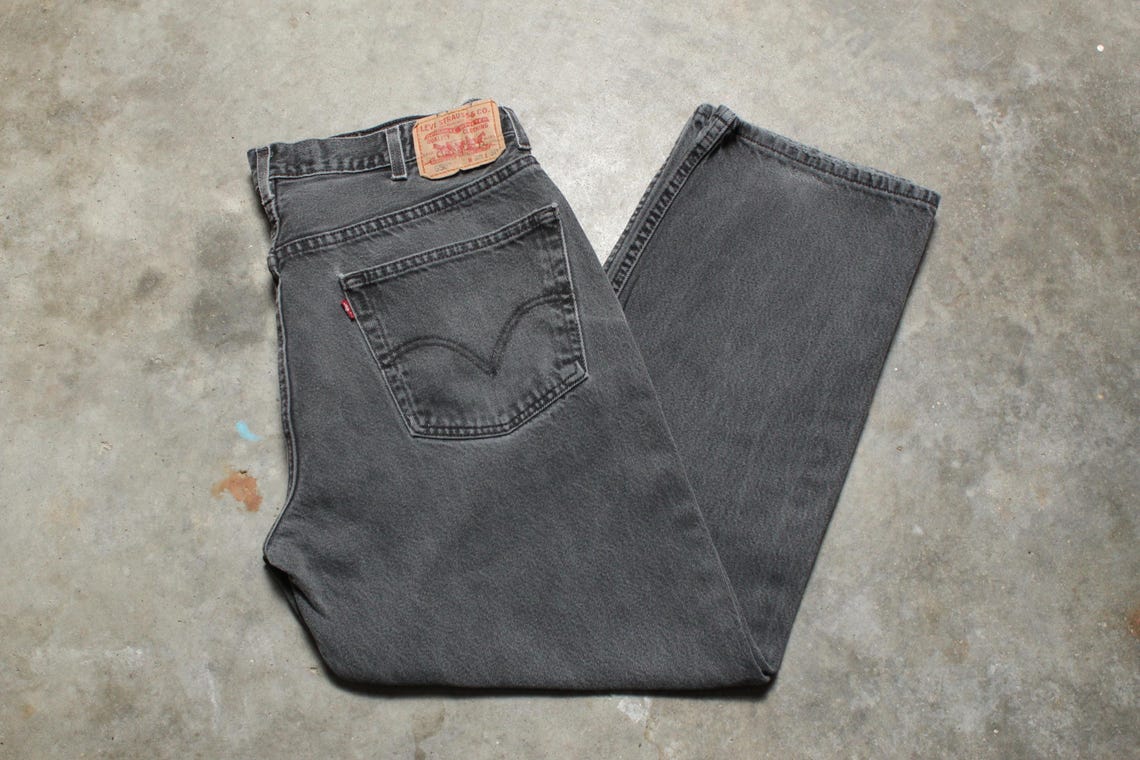 Vintage Y2K Levis 550 Distressed Black Denim Jeans - Fits Like 37" x 29", photo 1 of 5